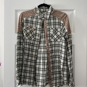 Free People Green Flannel